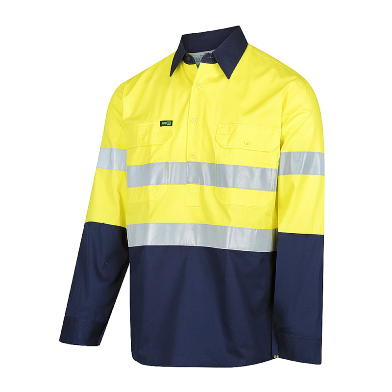 Hi-Vis 2 Tone Closed Front Lightweight Taped Shirt