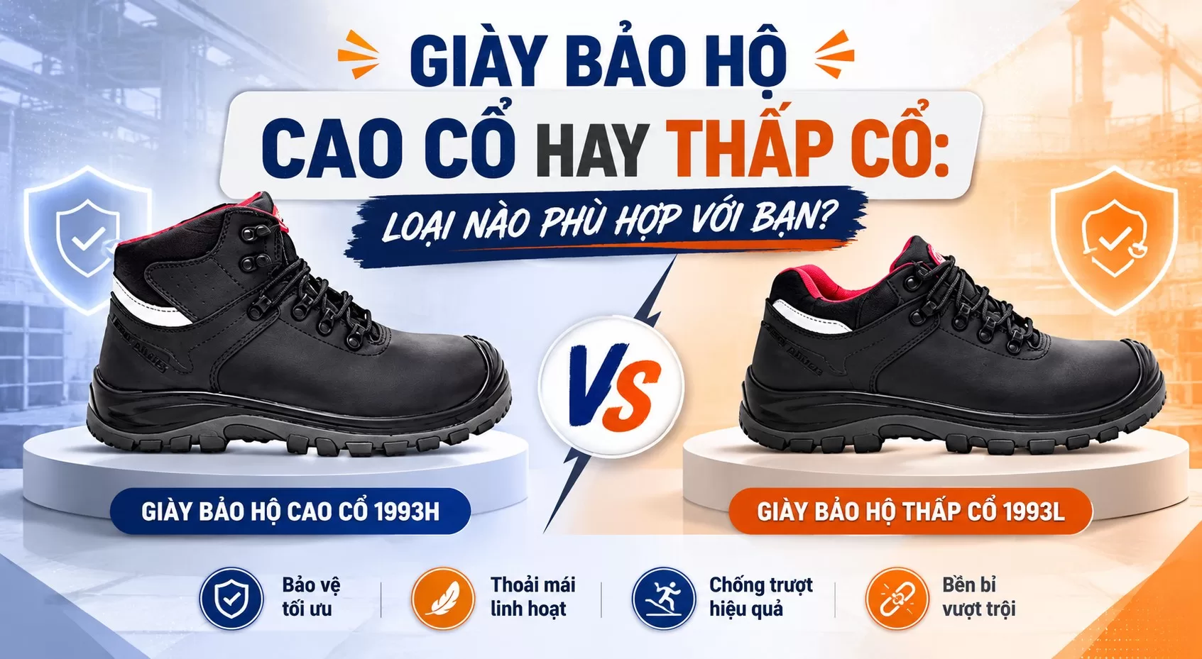 Giày Bảo Hộ Cao Cổ Hay Thấp Cổ: Loại Nào Phù Hợp Với Bạn?
