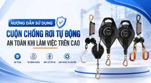 Người lao động được trang bị đầy đủ dây đai toàn thân, mũ bảo hộ làm việc trên cao và cuộn chống rơi tự động khi thực hiện các công việc trên cao.