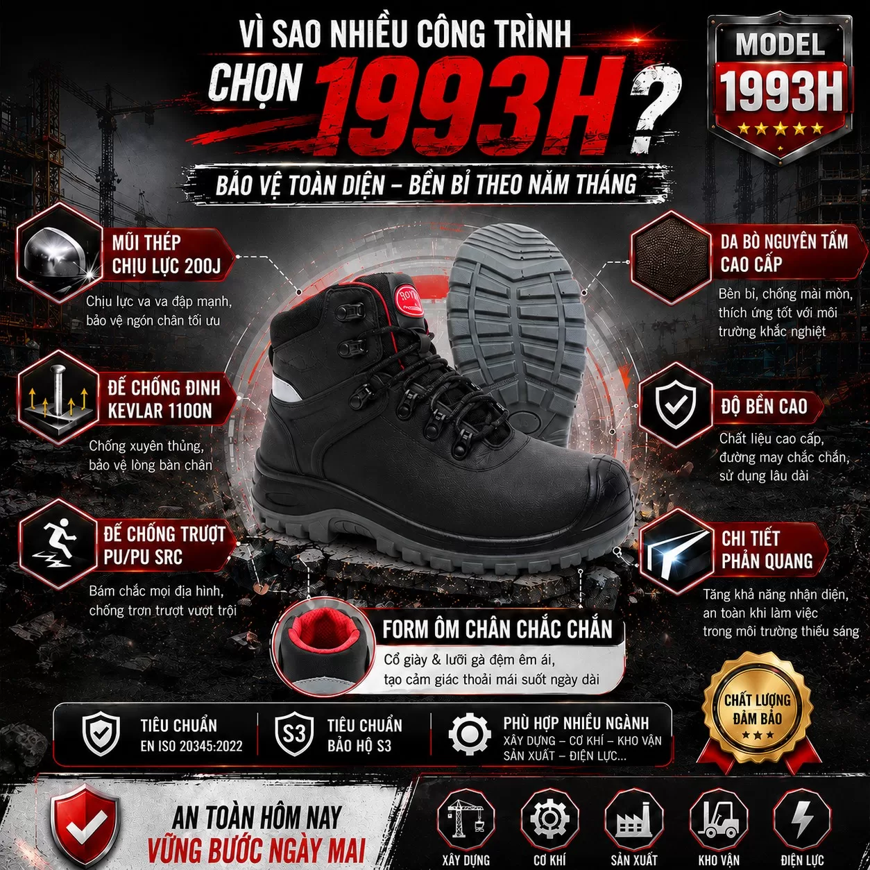 Giày Bảo Hộ Cổ Thấp 1993H