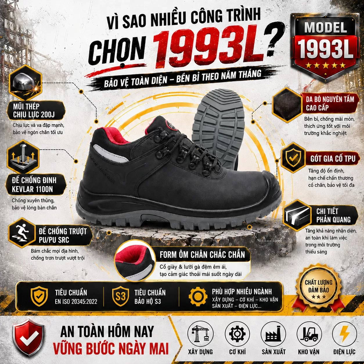 Giày Bảo Hộ Thấp Cổ 1993L