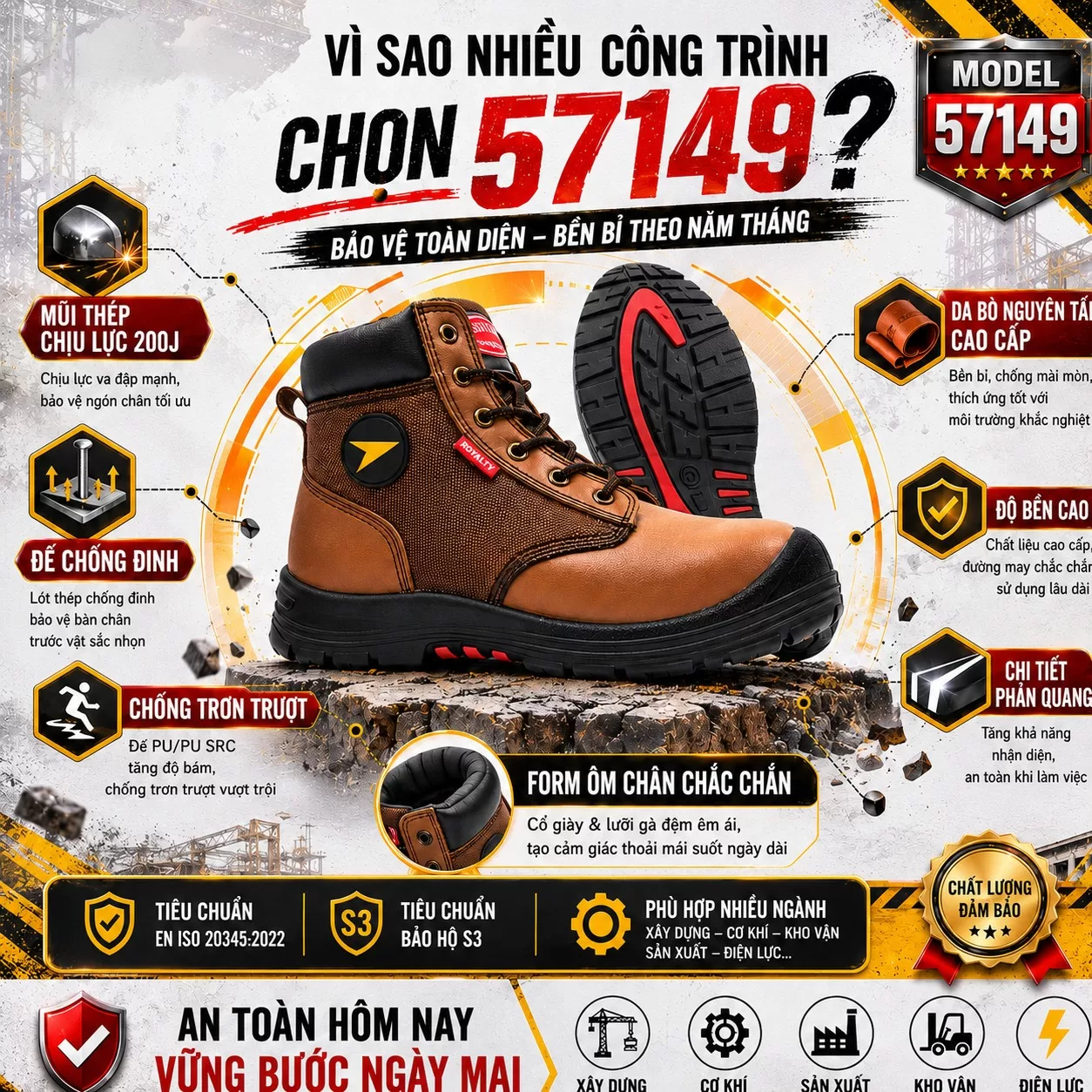 Giày Bảo Hộ Cổ Thấp 57149