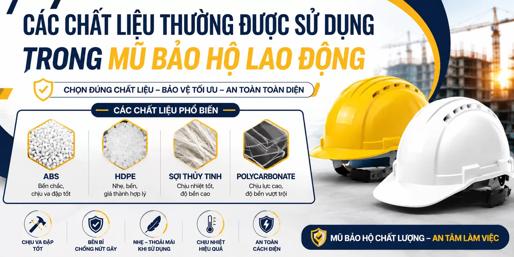 Các Chất Liệu Thường Được Sử Dụng Trong Mũ Bảo Hộ Lao Động