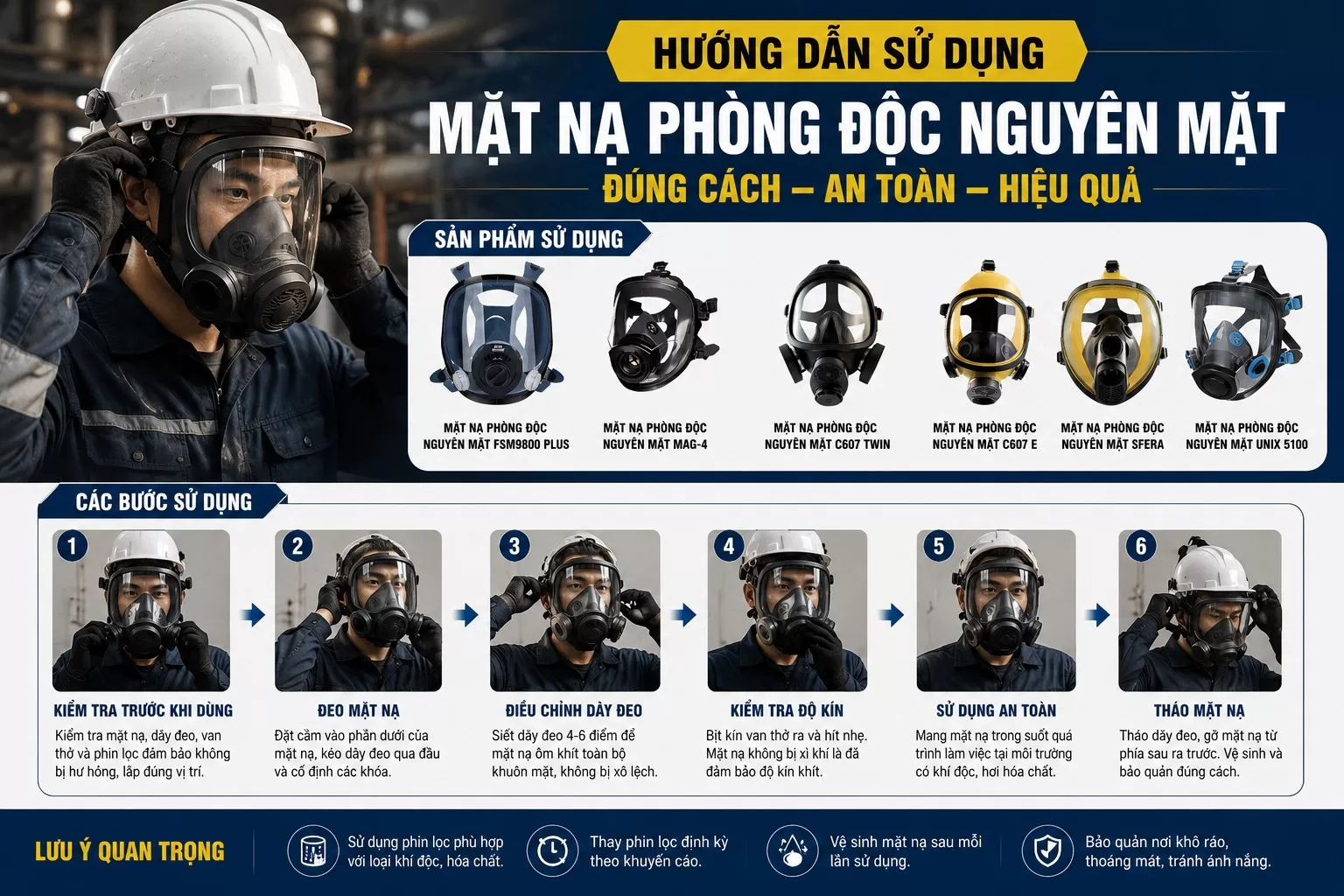 Hướng Dẫn Sử Dụng Mặt Nạ Phòng Độc Nguyên Mặt Đúng Cách