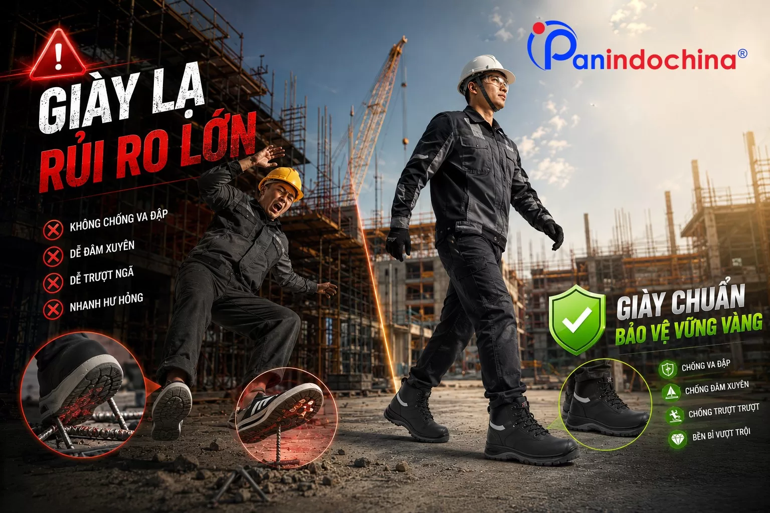 Những Rủi Ro Khi Sử Dụng Giày Bảo Hộ Không Đạt Chuẩn?